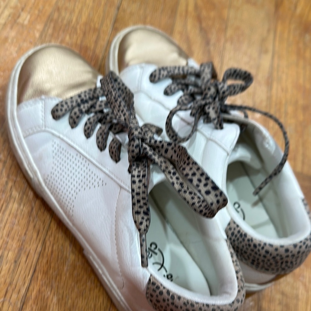 Stylish Kids Shoes with Gold and White Accents